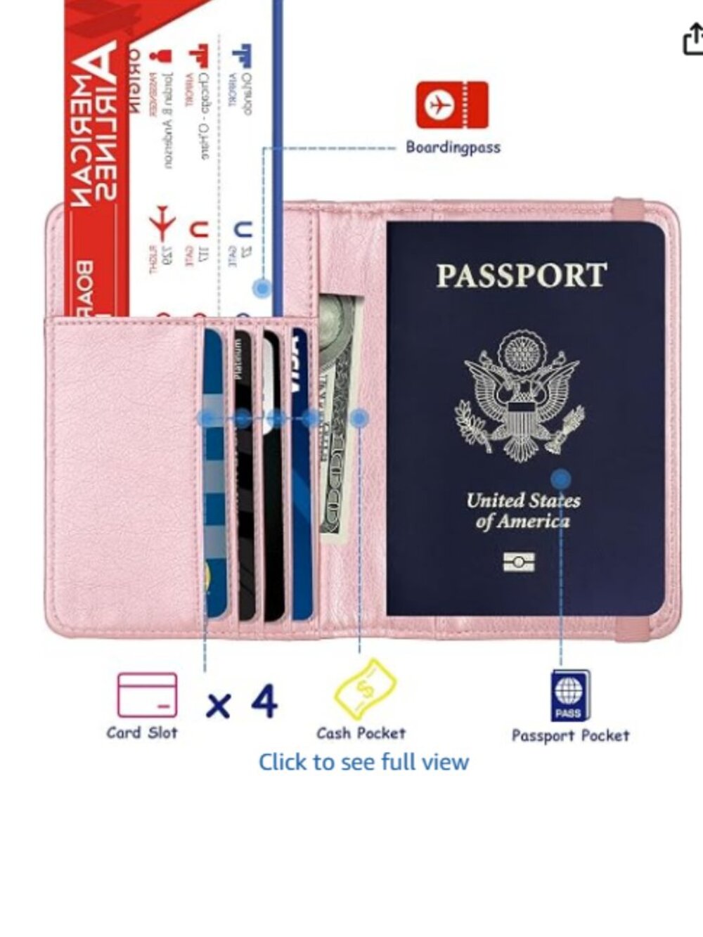 TOURSUIT RFID Blocking Passport Holder, Leather Travel Wallet, Rose Gold | Trave - Picture 4 of 5